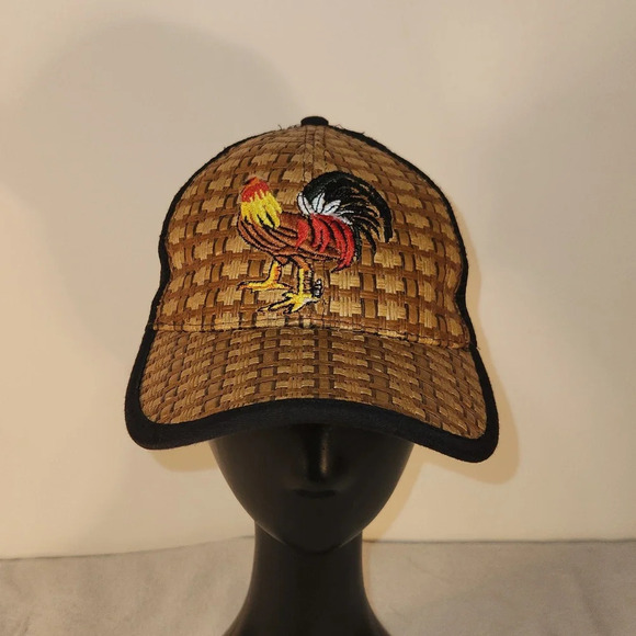 Rooster Hat Gorra Con Gallo Black And Yellow Back Adjustable Unisex